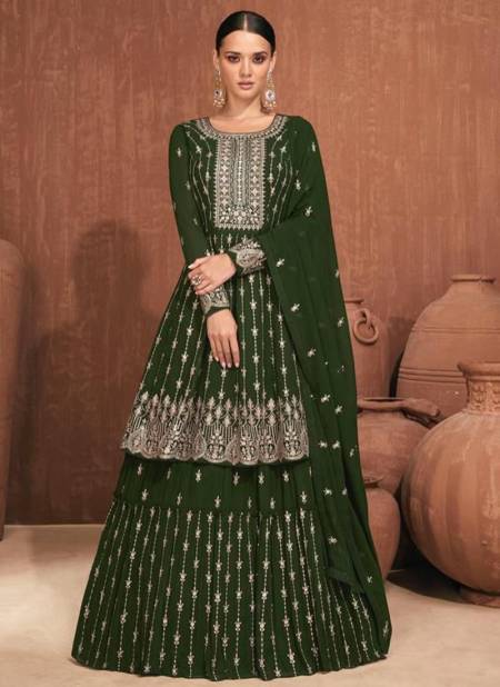 Green Colour GULKAYRA SAGUN New Heavy Festive Wear Embroidered Salwar Suit Collection 7145-A